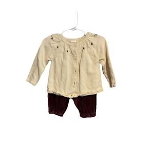 Gymboree Girls Size 12 To 18 Months Cardigan With Velour Pants Set